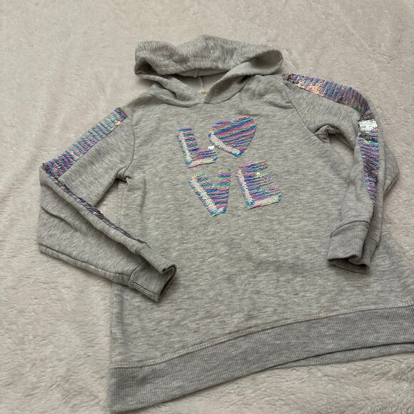 Btween Love Flip Sequin Hoodie sz 6X Girl's Grey Hoodie with Sequins - Picture 5 of 5
